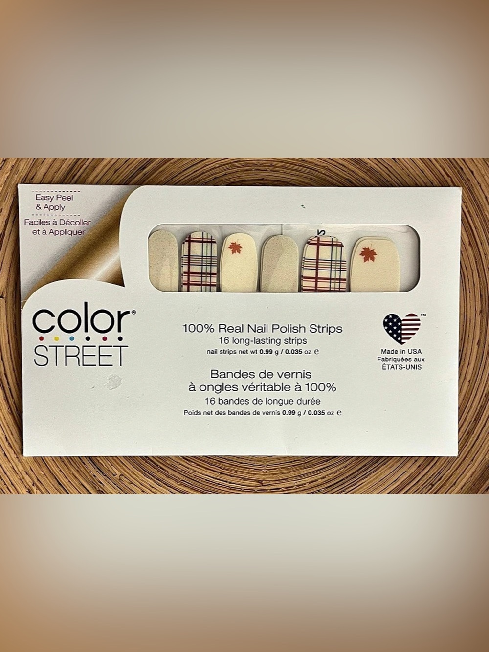 Color Street You Came Nail Polish Strips Fall Leaves & Plaid Shimmer 12NEW